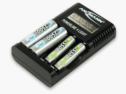 Ansmann Powerline – Cargador de batería de 4 luces