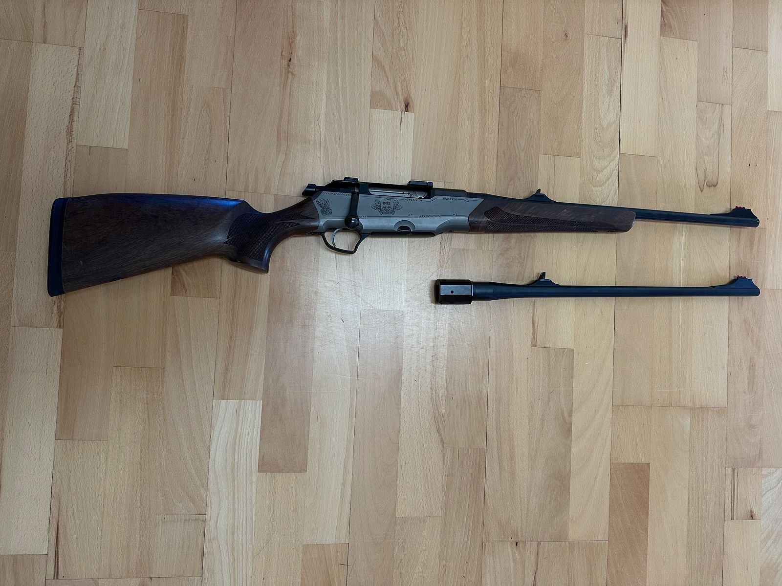 Fabarm Iris cal. 30-06 and interchangeable barrel 9.3x62 with swivel mount base