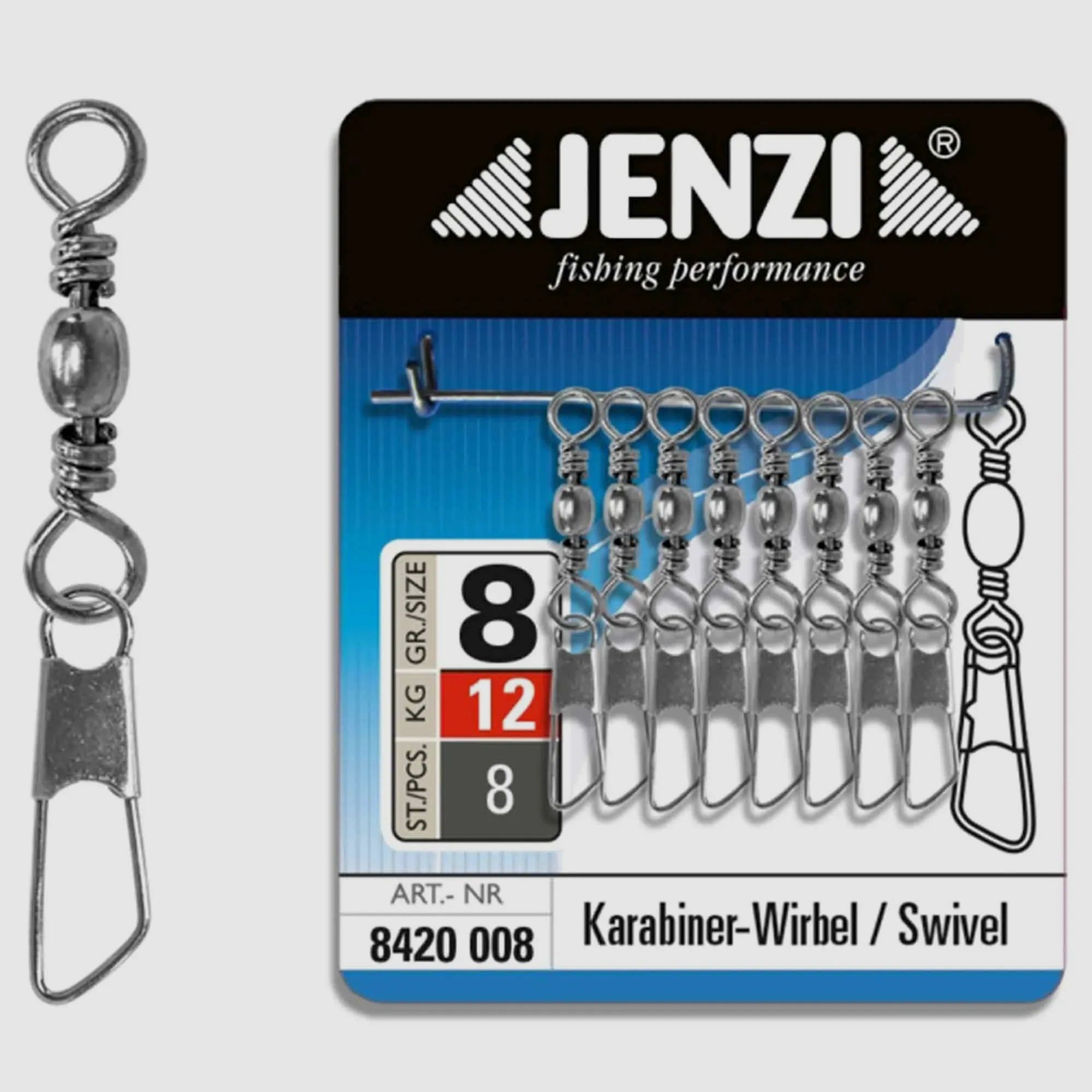 Jenzi Jenzi Karabinerwirbel vernickelt salzwasserfest Gr. 10 10 Stück