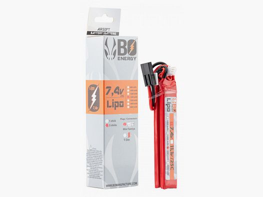 2 sticks Lipo-batterij 2S 7.4V 1300mAh 25C T-DEAN