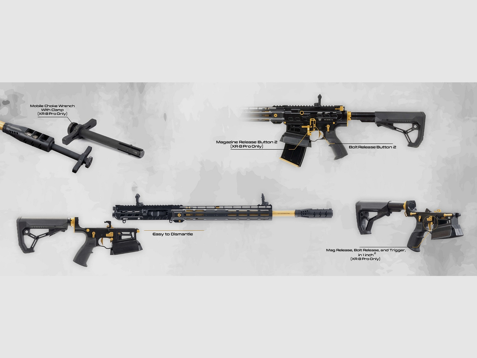 semi-automatic shotgun with box magazine HUGLU XR 8 PRO GOLD caliber 12/76 - IPSC - multi-distance - speed