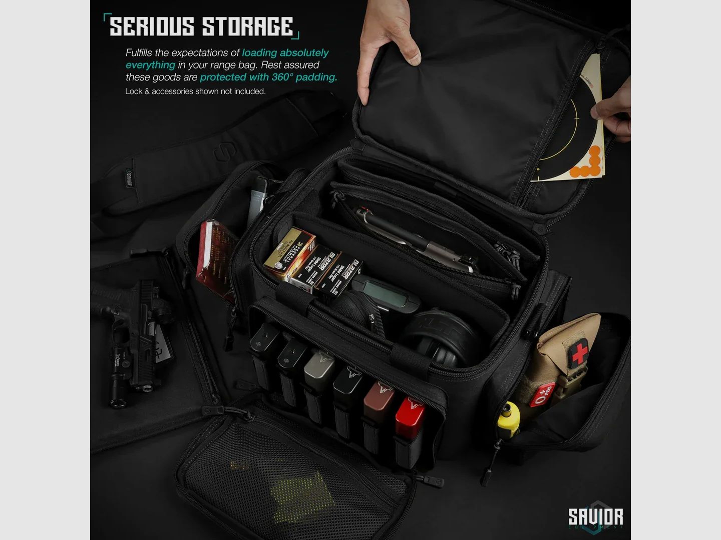 Savior Equipment Specialist – Schießstandtasche mit 3 Pistolenfächern (Schwarz), Bild 5 von 7