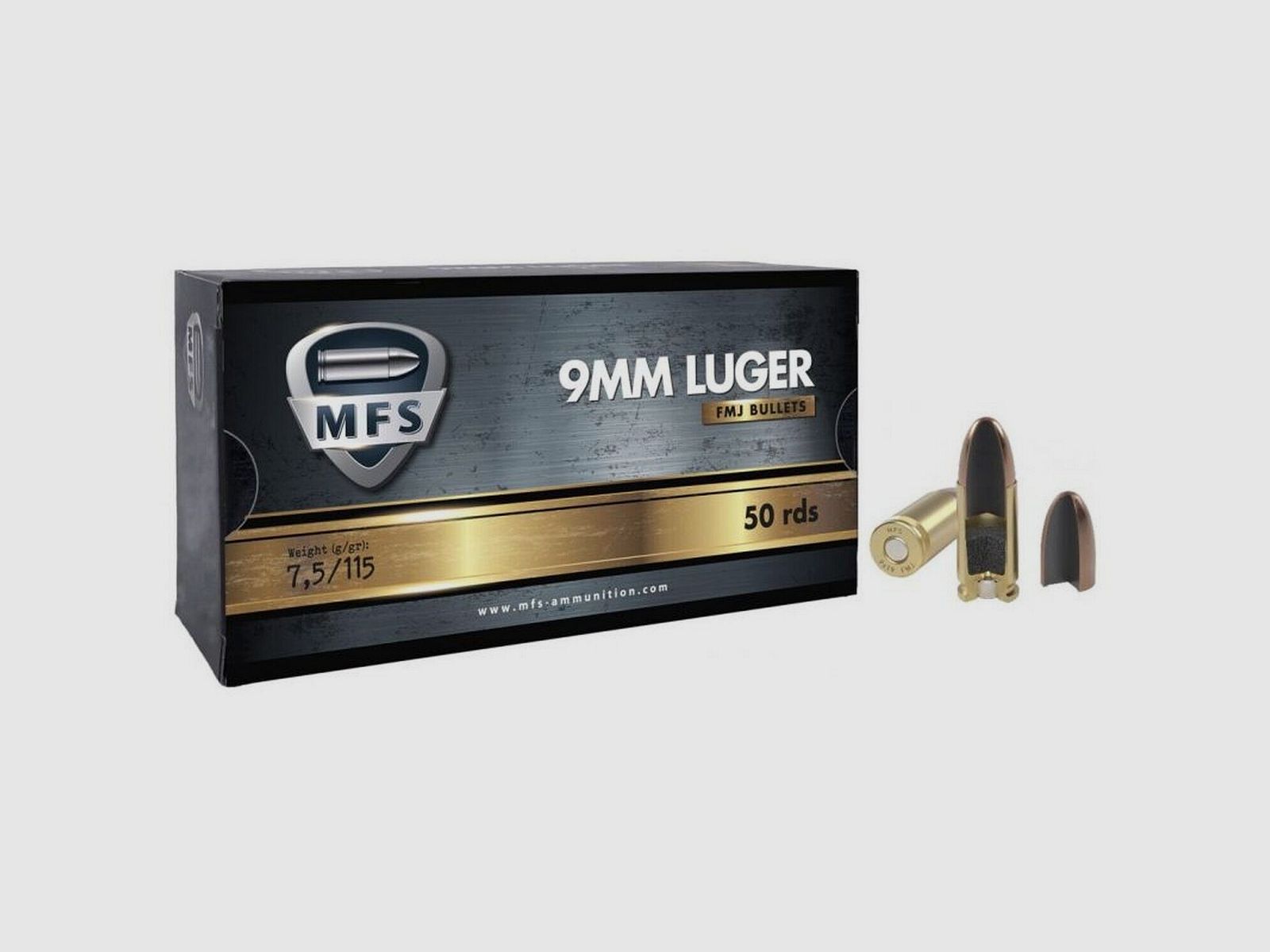 Munitions MFS Kal. 9×19 FMJ 115gr – Box mit 50