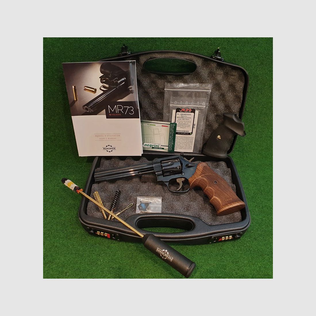 MANURHIN MR73 "SPORT" 6"Zoll Lauflnge, .357 Magnum, Nill Nussbaum Griff +Trausch Gummigriff