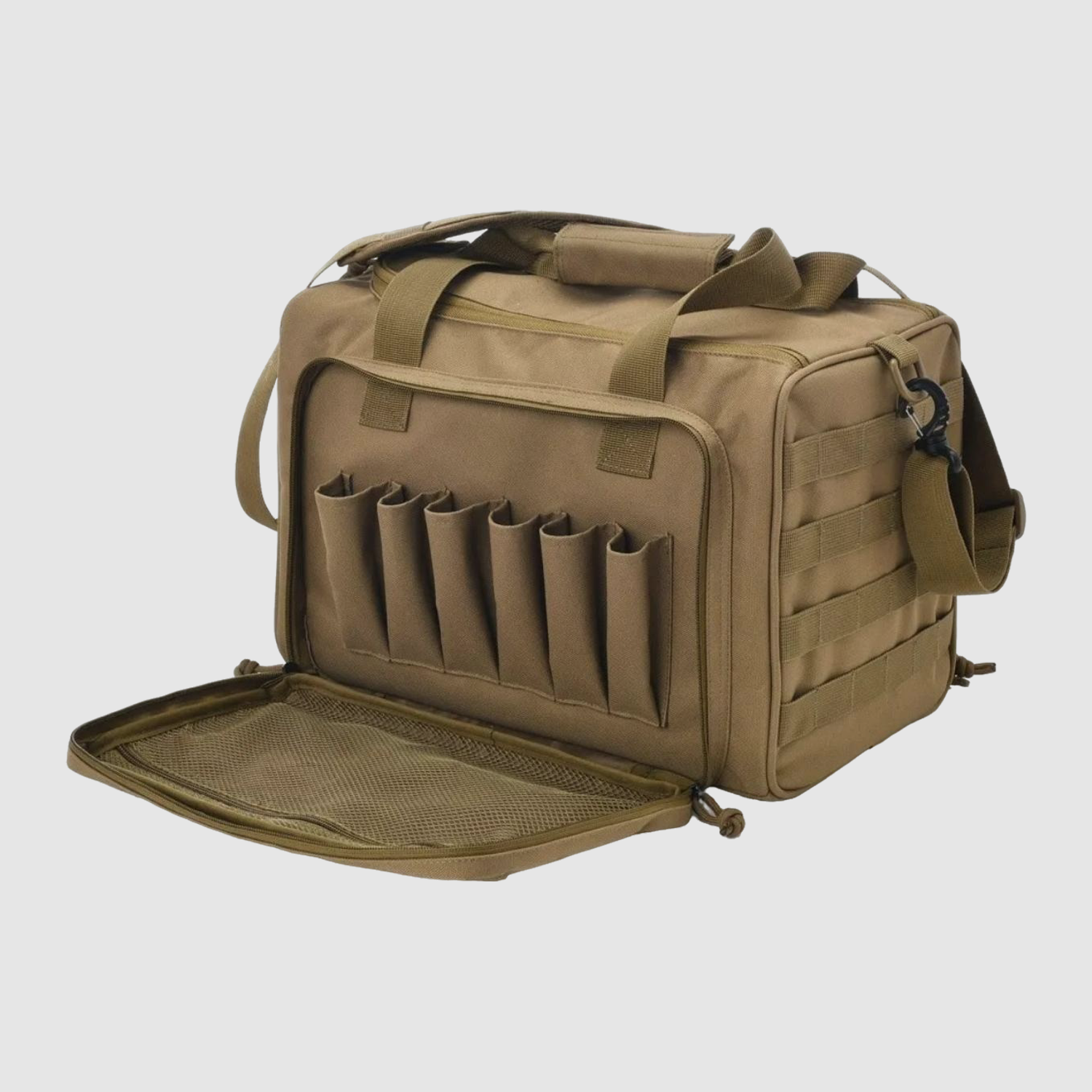 Tactical Shooting Range Bag for Handguns: Your Complete Gear Safely Organized in One Place (Khaki)
