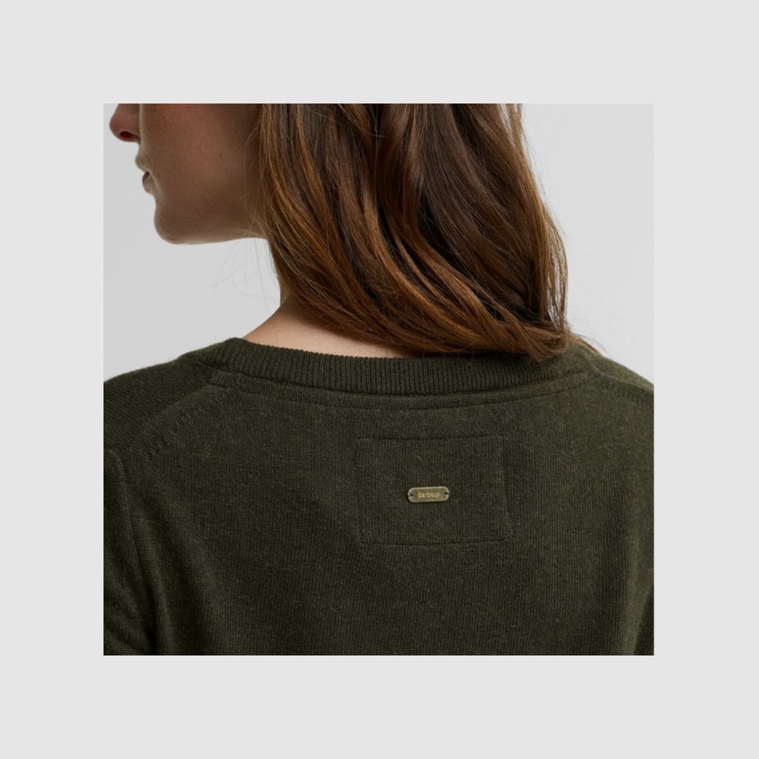 Barbour D-Knit Sweater Pendle Crew | olive/birchwood tartan, image 12 of 12