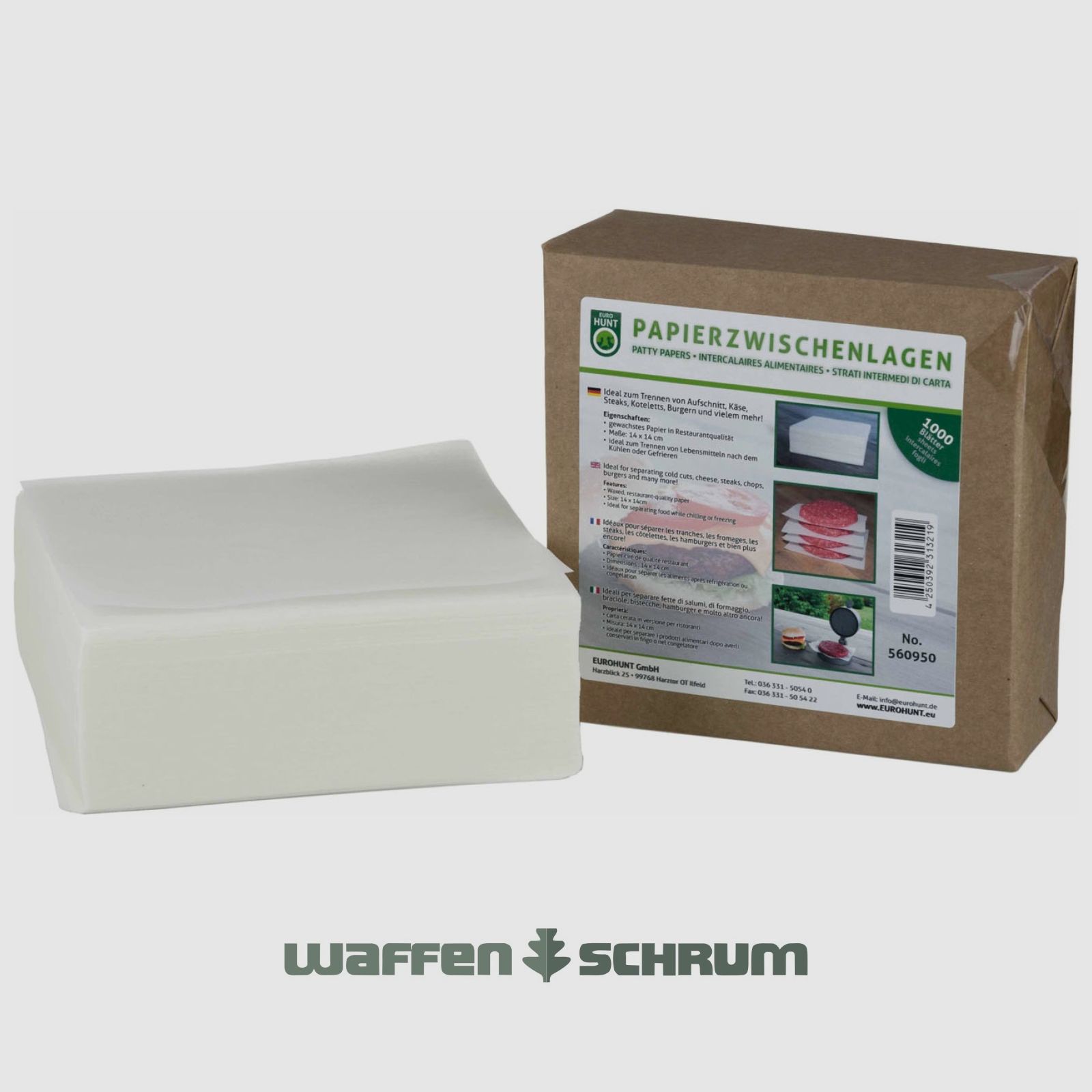 Papierowa warstwa między burgerami 1000 szt. na około 500 burgerów 14x14cm