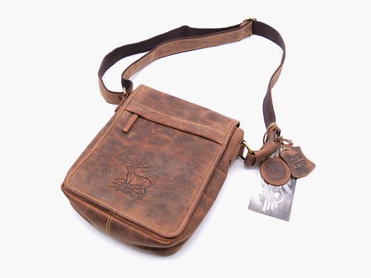 Sac bandoulière en cuir Greenburry avec embossage de cerf marron 1748A-STAG3-25
