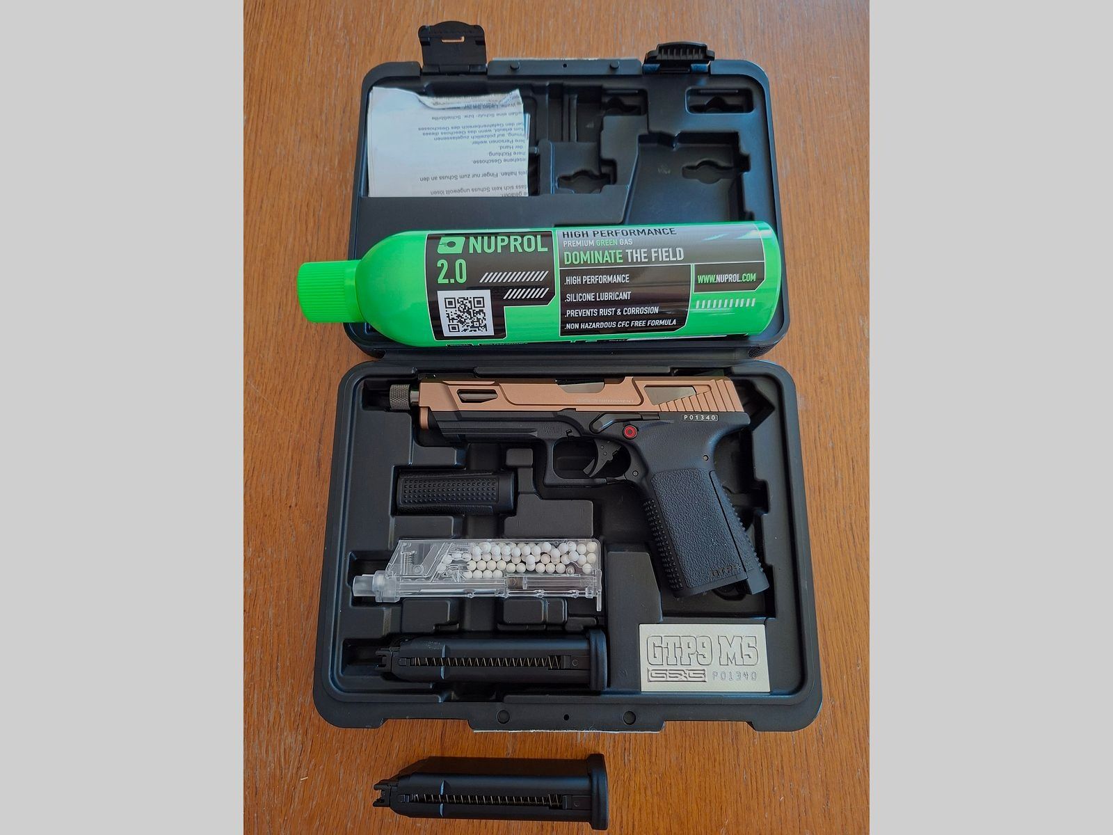 G&G GTP 9 MS DST CO2 Softair Pistola, Desert con gas verde e 2 caricatori