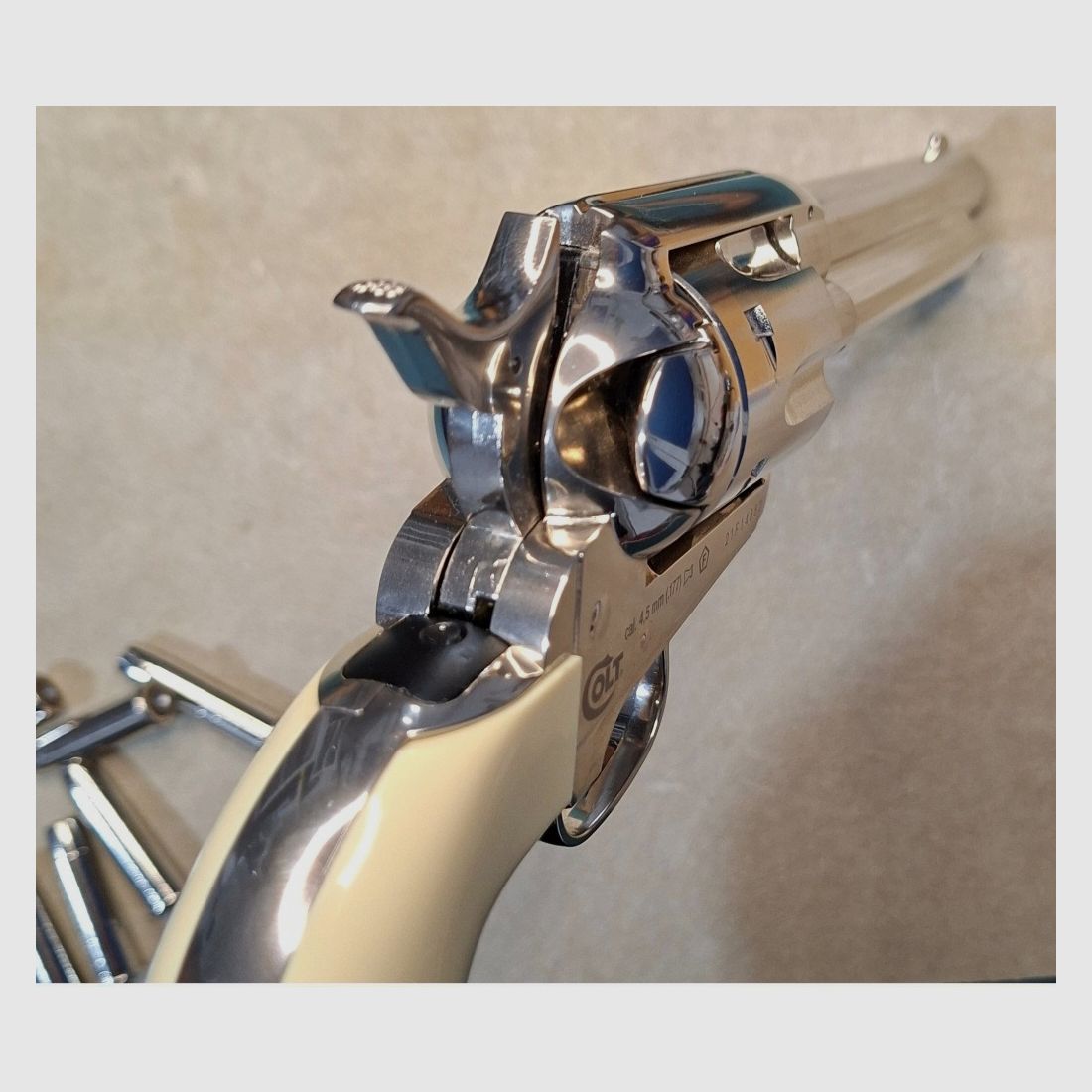 !!! Neuwertig!!! Colt SAA . 45, Vollmetall, nickel- finish, 5,5", cal. 4,5mm Co², P18!