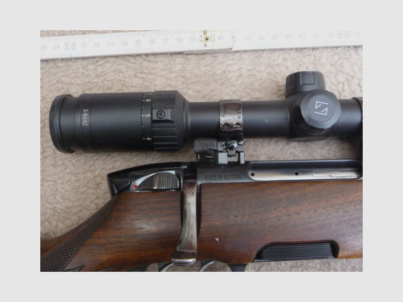 Steyr Mannlicher Mod. L, .243 Winchester, wersja krótka, długość lufy 50 cm, Steyr Schwenkmontage, Zeiss 3-9x42, Abs. Duplex