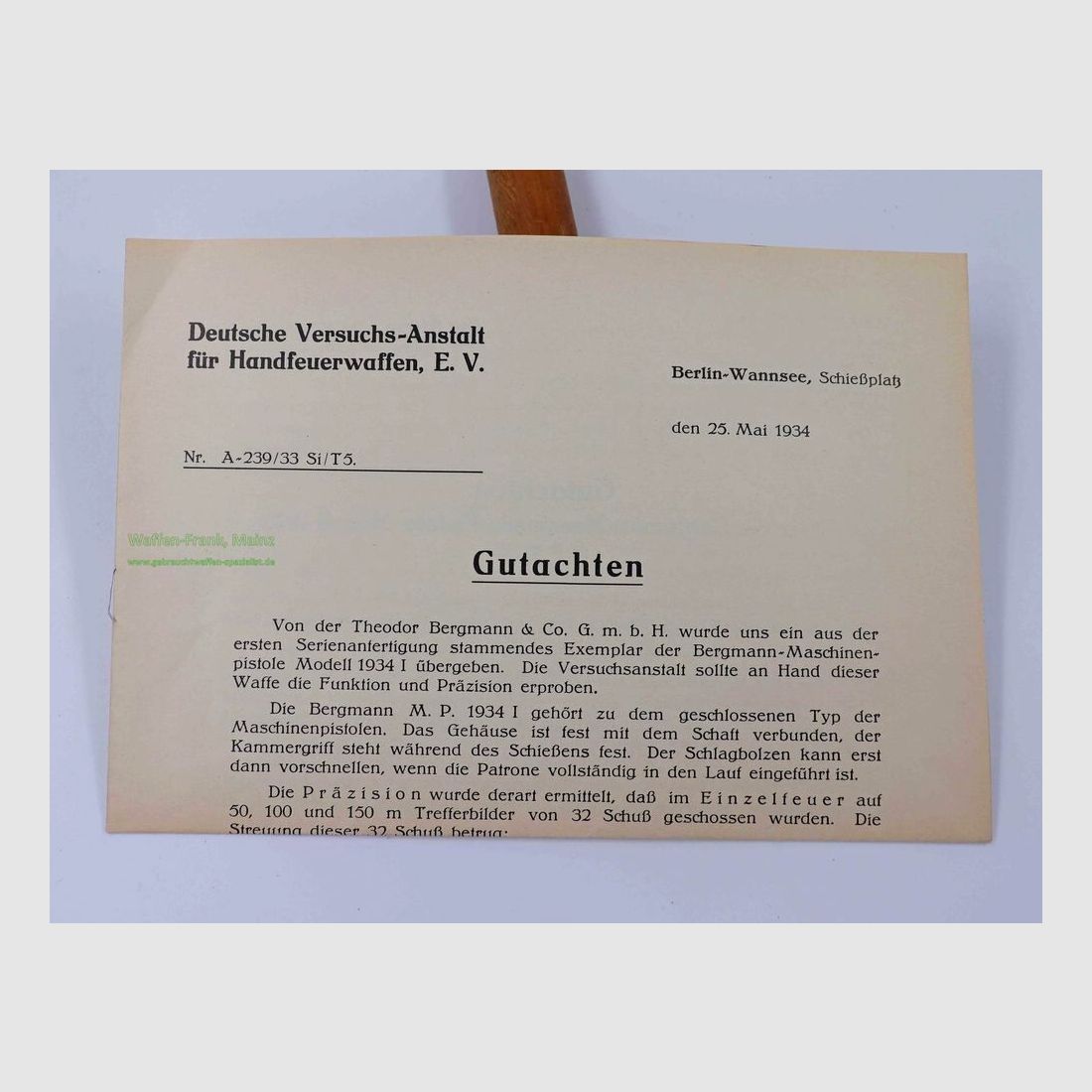 unbekannt Gutachten B.M.P. 32 Original Kopie