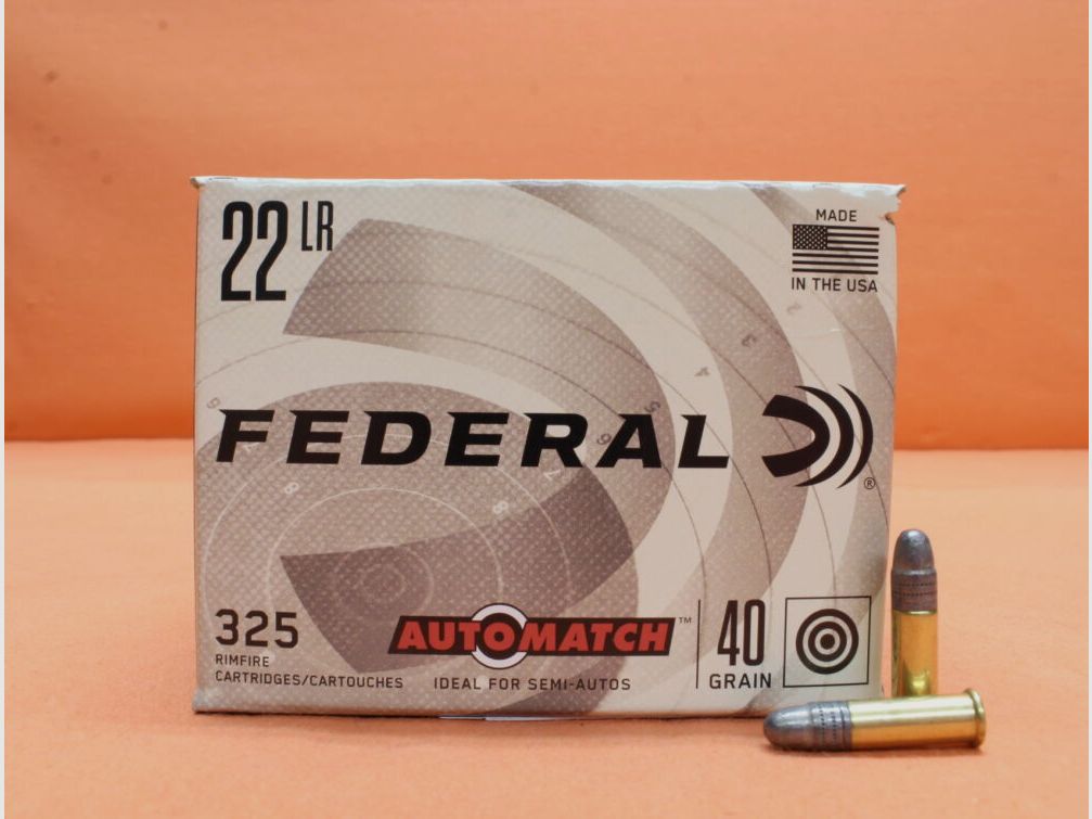Federal Patrone .22lr Federal 40grs LRN (AM22) VE 325 Patronen (HV: 1200fps) Automatch/ 2,6g Blei-Rundkopf