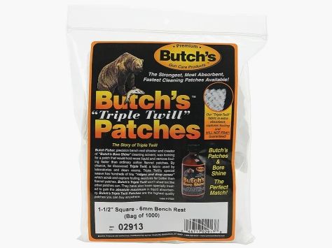 Butch's Triple Twill Reinigungspatches 1000 Stück für 6mm Bench Rest Rifle