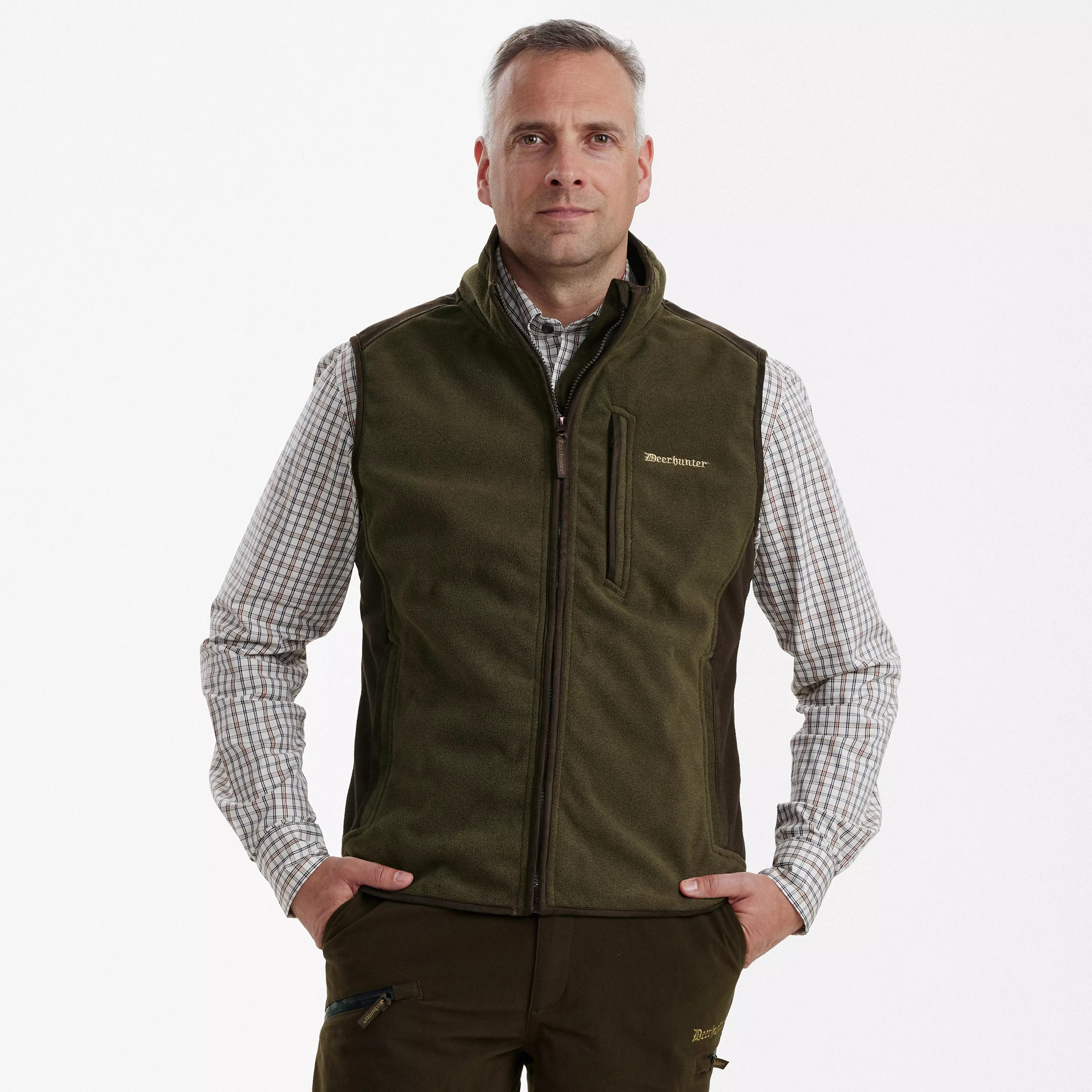 Gamekeeper – gilet in pile accoppiato, mélange verde grafite