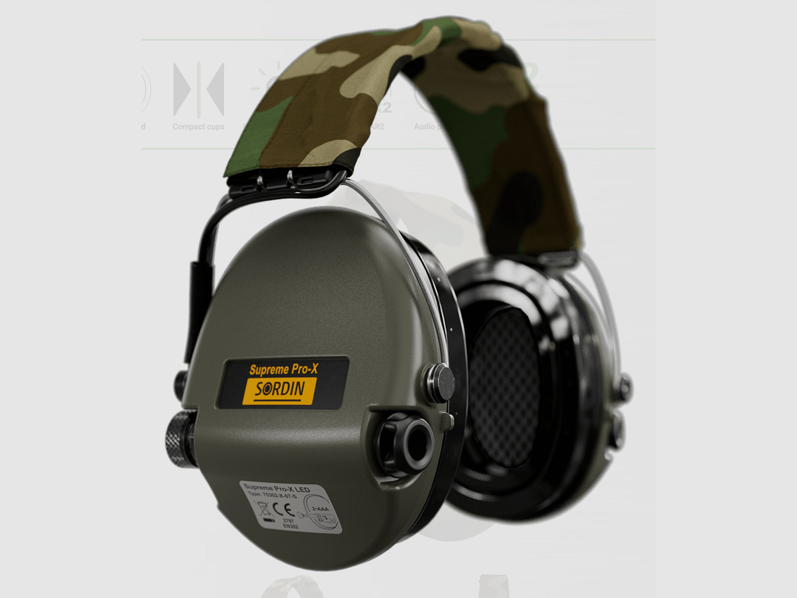 Sordin 75302-X-07-S Electronic Hearing Protection Supreme Green Pro X LED Headband