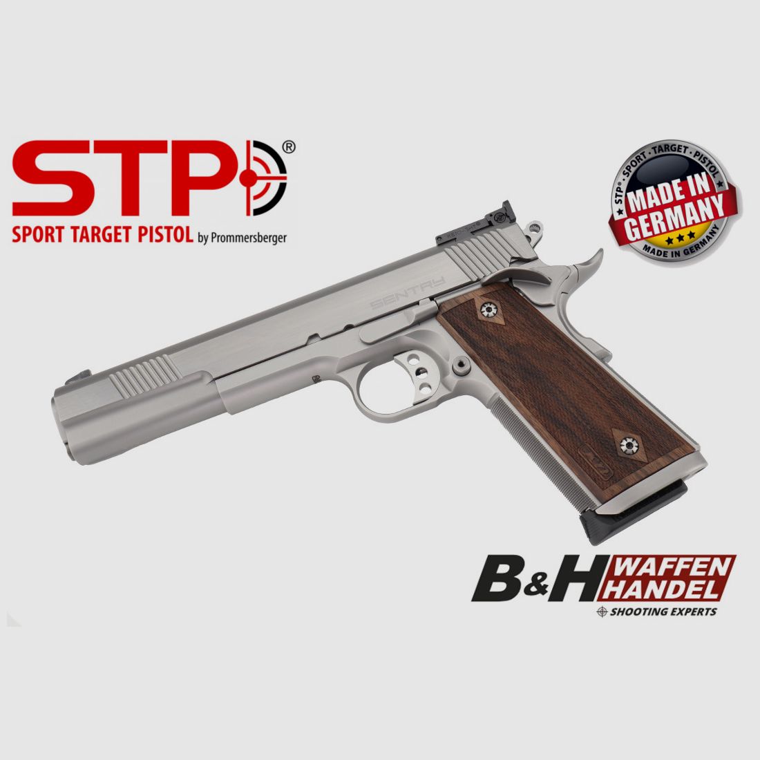 STP Sentry 6.0 Silver Cal.: 9mm Luger 1911 Sport Pistol by Prommersberger