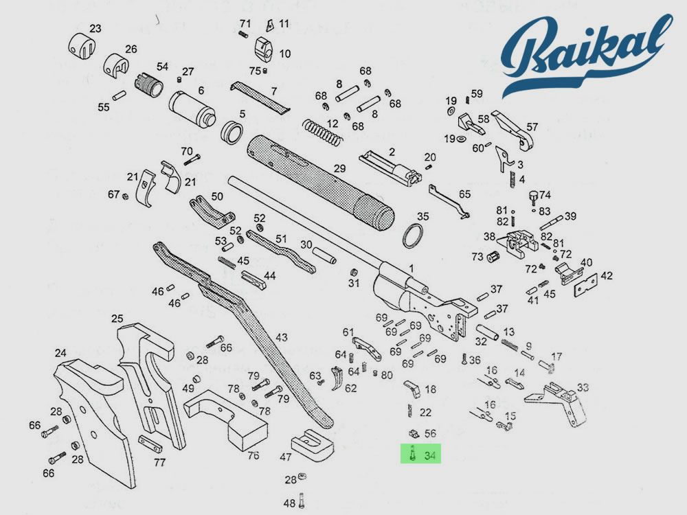 Schraube (Screw) fĂĽr Match-Luftpistole Baikal MP-46M