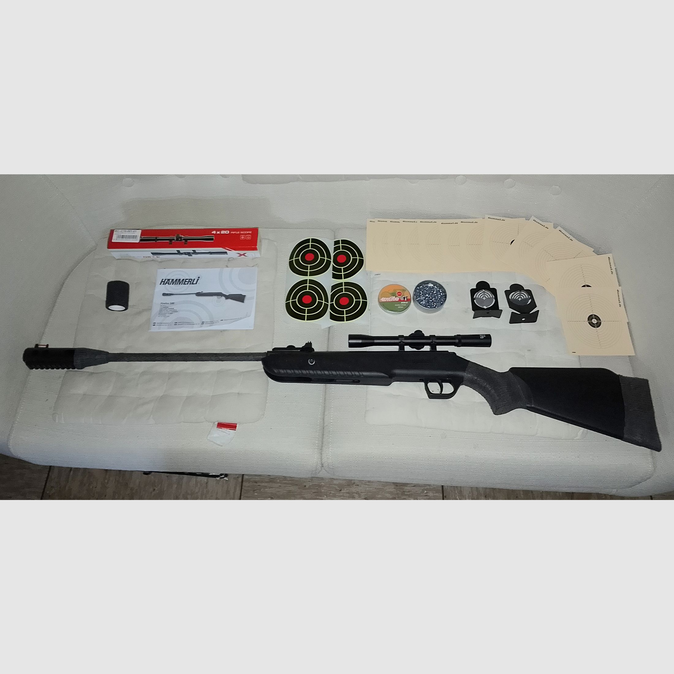 carabine à air Hämmerli Firefox 500 à chargement par basculement 4,5mm .177 + accessoires cibles figurines diabolos set