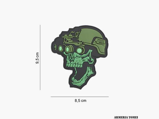 PATCH – 3D PVC NIGHT VISION SKULL VERDE #19043
