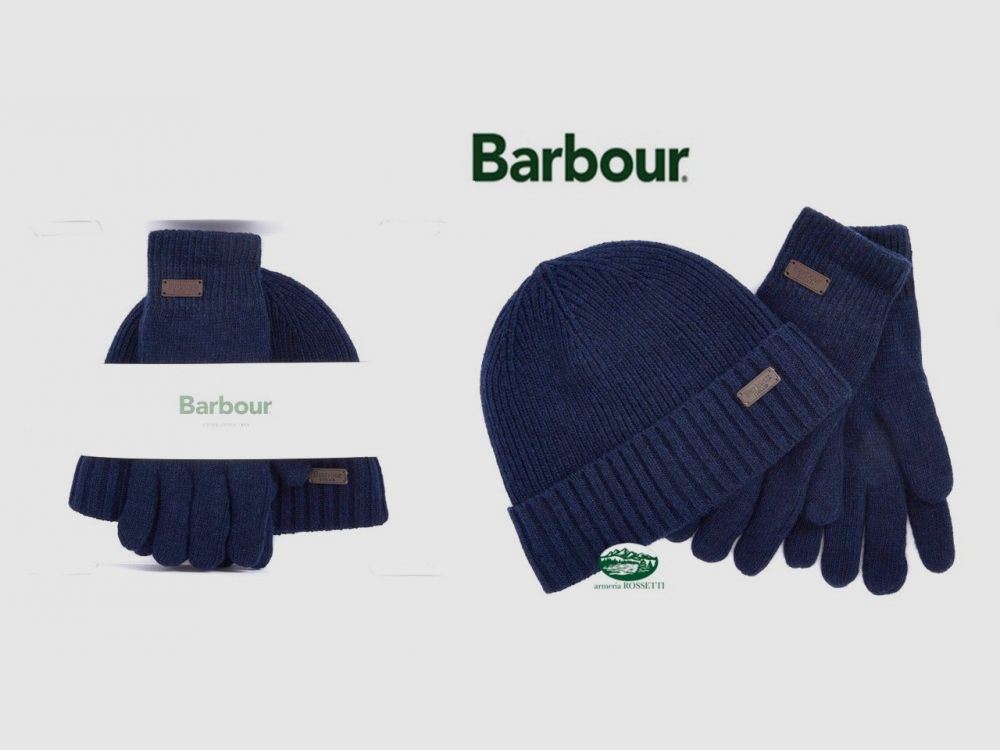 BARBOUR Set Hut und Handschuhe Carlton Farbe Blau
