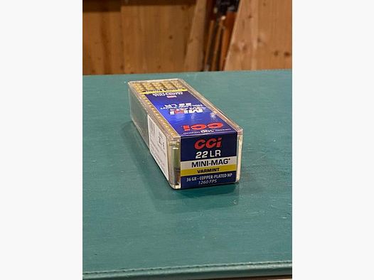CCI Mini Mag .22 lfB 40grs, 100er Schachtel Varmint (pokryty miedzią, otwór w czubku)