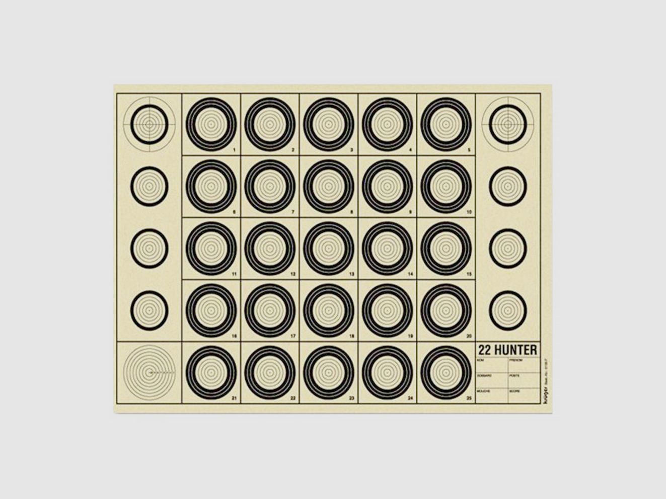 Cible Benchrest 22 Hunter 42 x 29,7 cm (A3)
