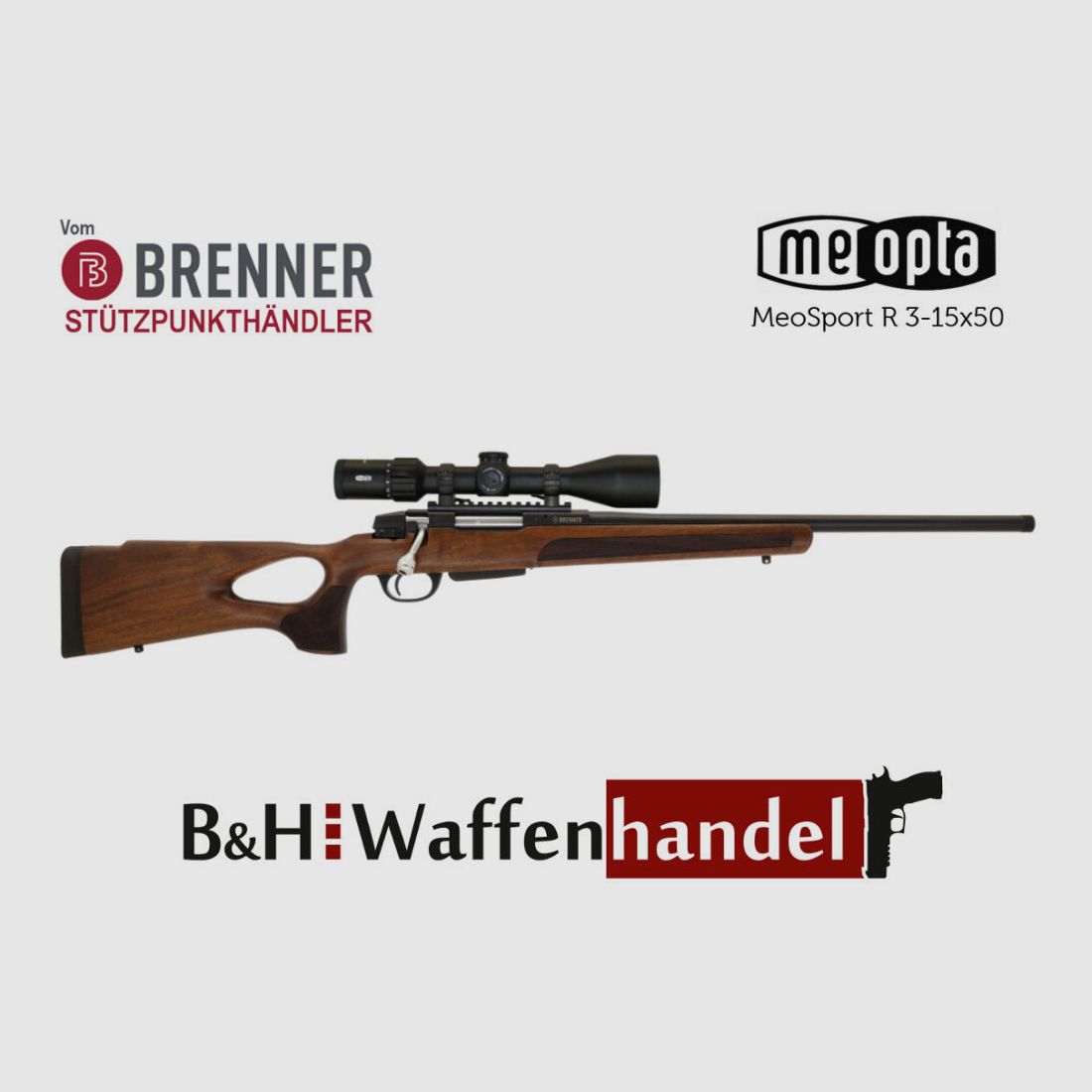 Brenner Komplettpaket:	 Brenner BR20 Lochschaft mit Meopta MeoSport 3-15x50 (Parallaxe Verstellung)