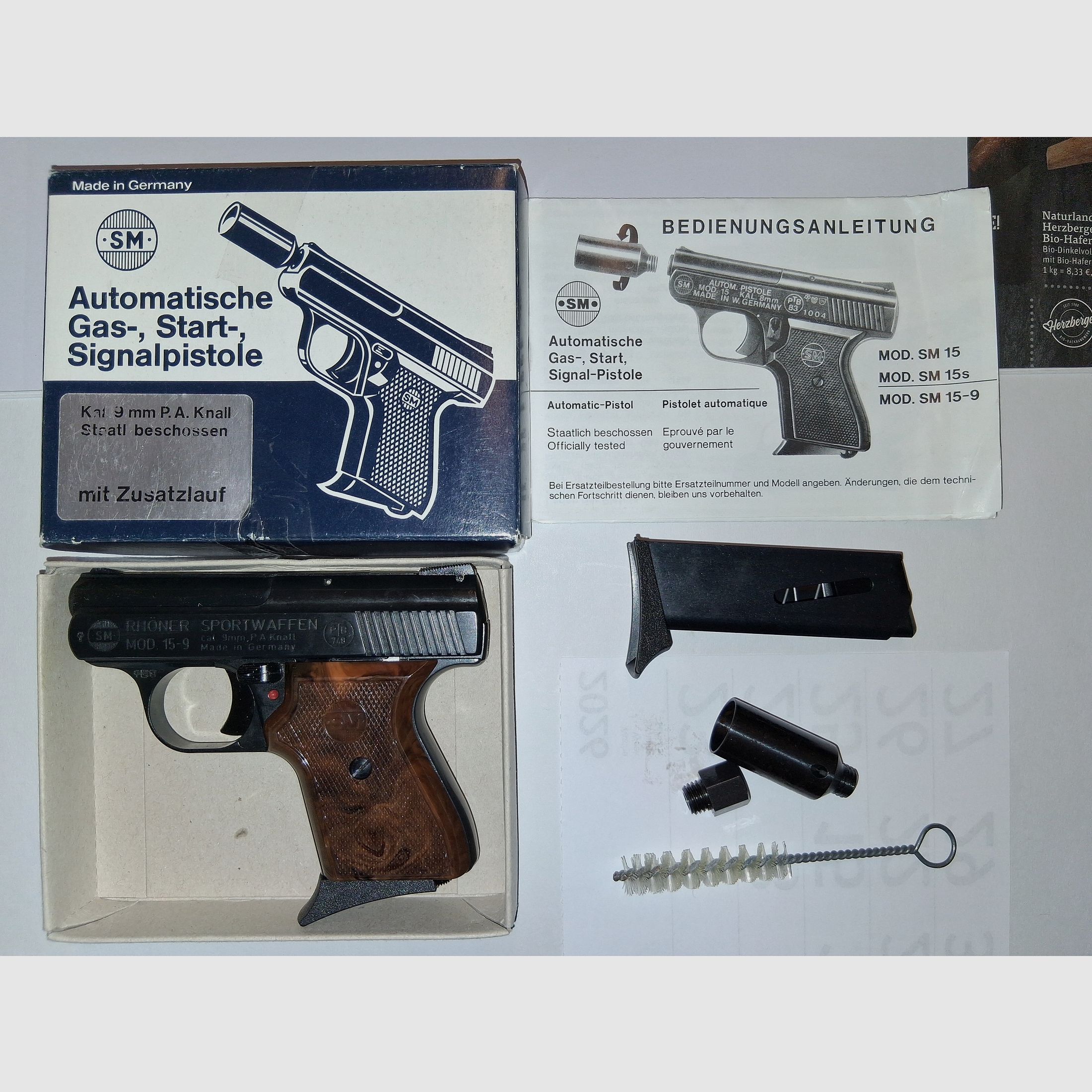 Kolekcjonerzy, uwaga!!! Rarytas!!! Rhöner SM 15-9 kal. 9 mm P.A.K. PTB-748, magazynek zapasowy, stan TOP