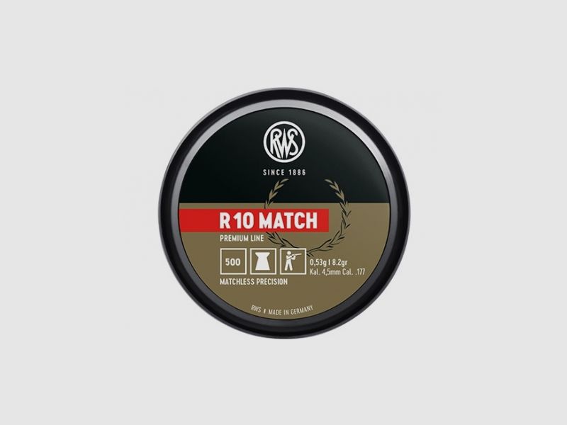 Balines RWS R10 Match 0,53 g – Calibre 4,5 mm (500 uds.)