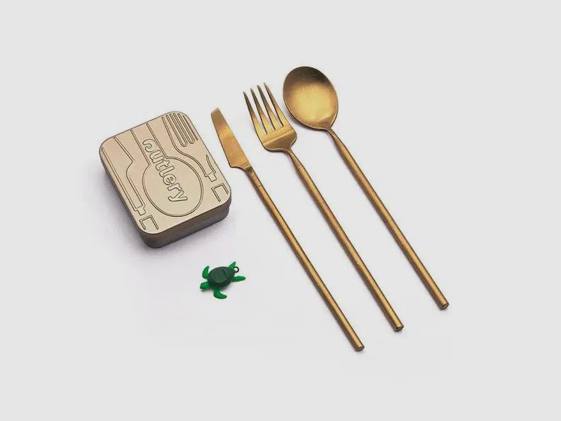 Outlery travel cutlery set, stainless steel, pocket size