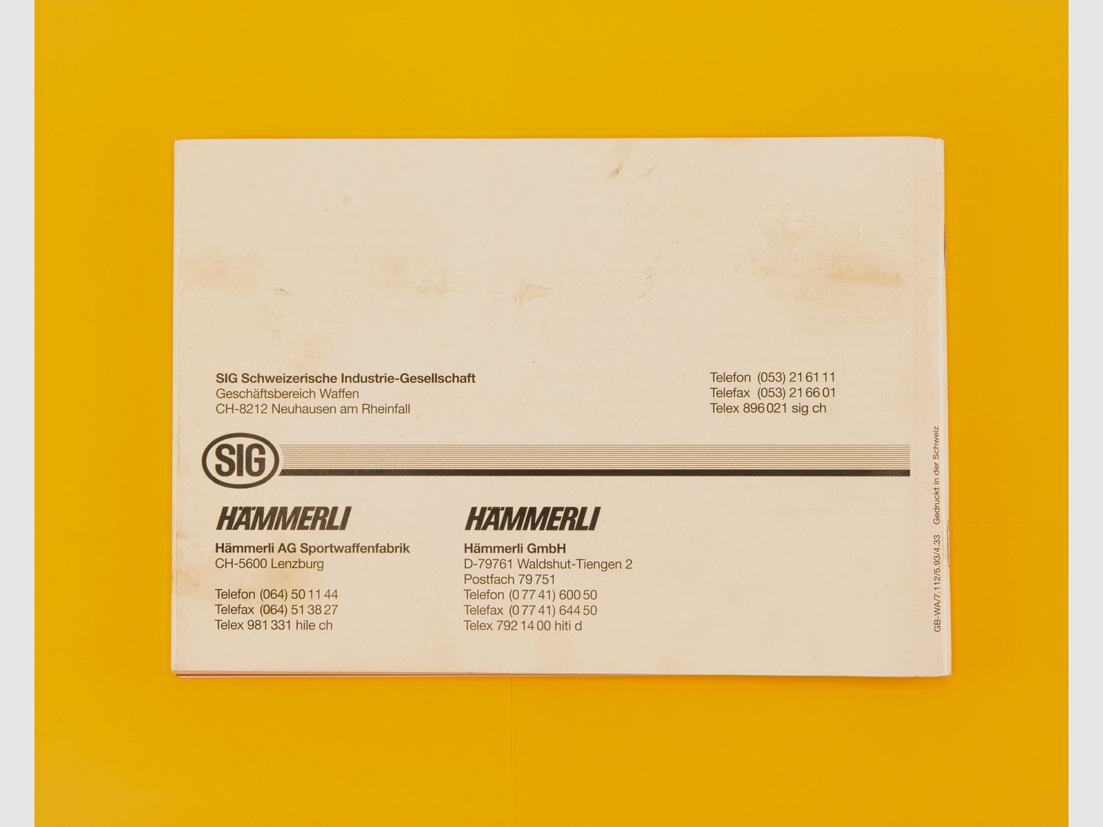 SIG Sauer Gebrauchsanleitung SIG P210 von 1993