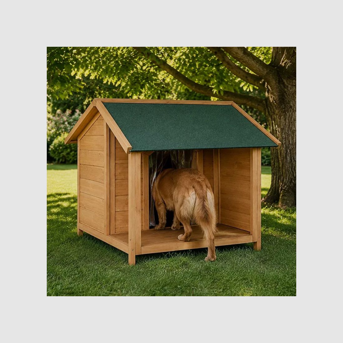 Casetta in legno per cani con terrazza - Taglia L, immagine 2 di 14
