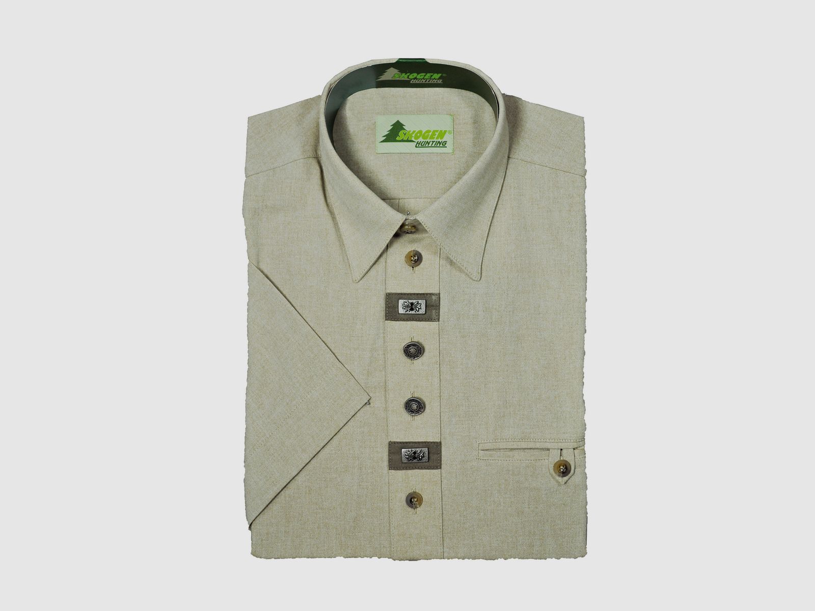 Hemd Chambray 1/2-Arm - mit Zierteil / Beinknopf