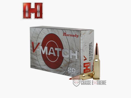 20 cartridges HORNADY V-Match Cal 6.5 Grendel 100Gr Eld-Vt