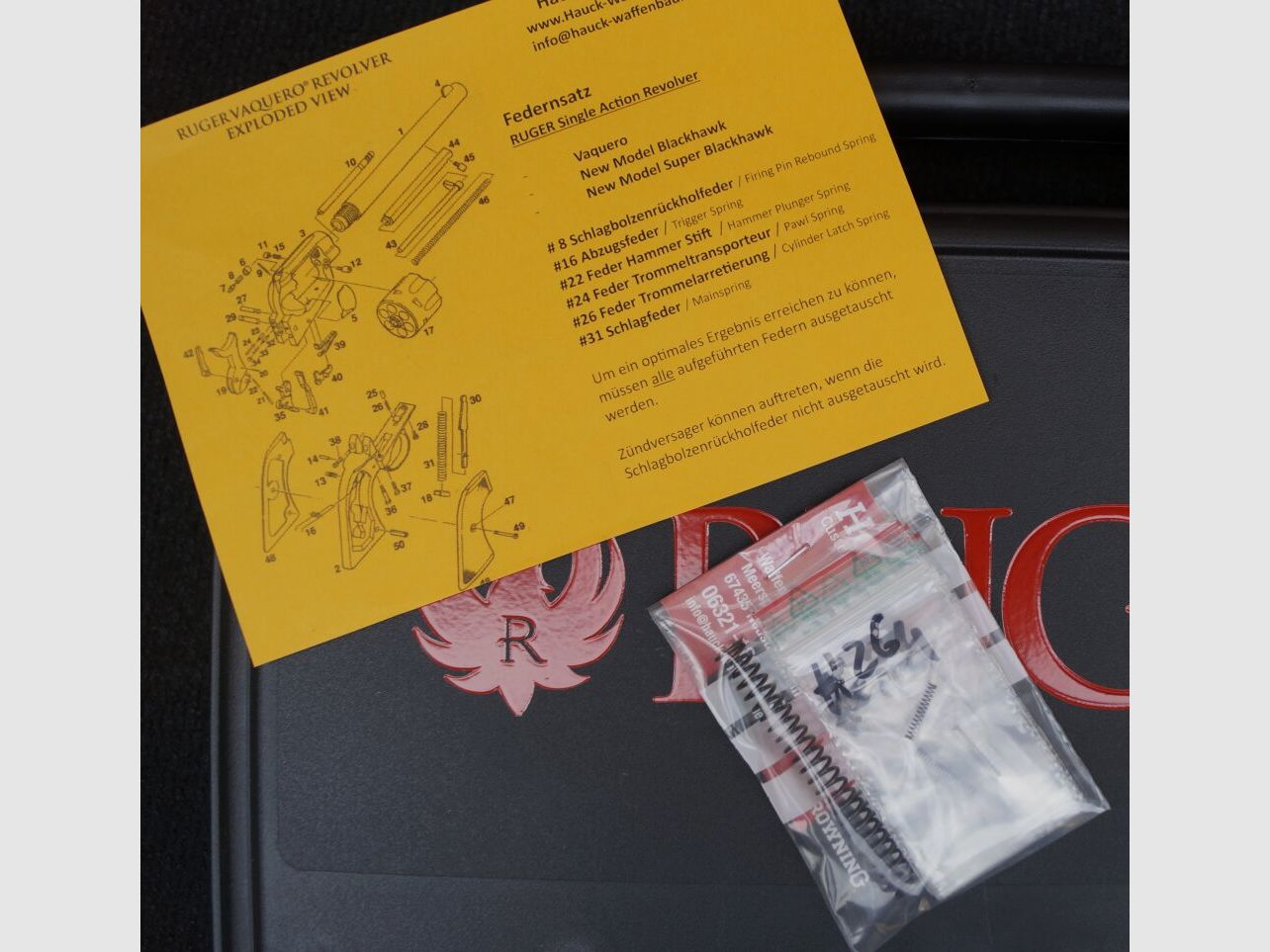 Federnsatz / reduzierte Federkraft Ruger Vaquero, New Model Blackhawk, New Model Super Blackhawk
