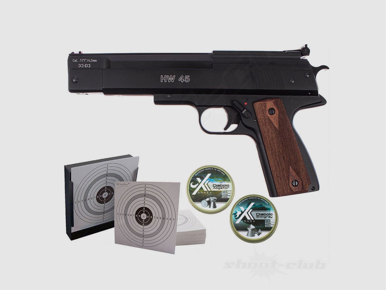 Weihrauch HW 45 air pistol in set I 4.5mm - blued