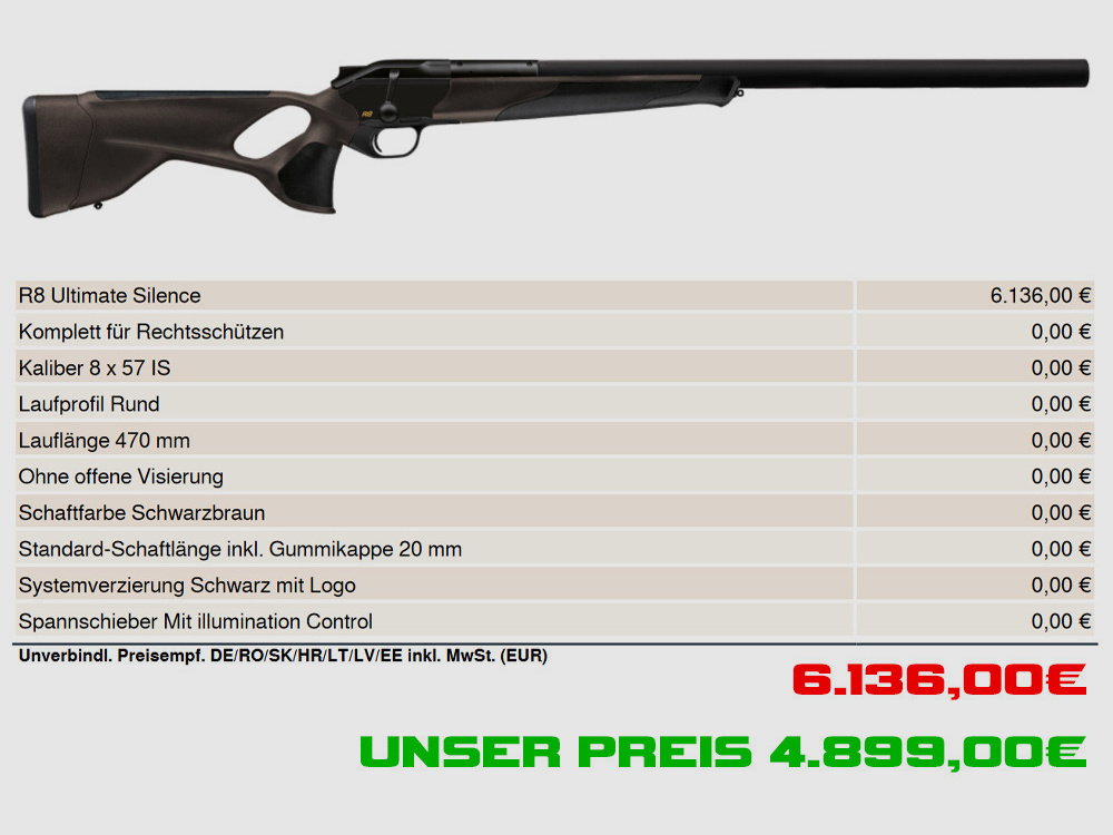 Blaser R8 Ultimate Silence / 8x57IS / 47cm LL / FINANZIERUNG MÖGLICH