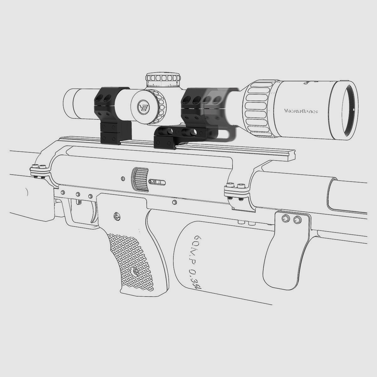 Vector Optics Anelli di montaggio cantilever regolabili per guida a coda di rondine da 30 mm, neri, immagine 4 di 4