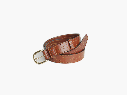 Trimmable burgundy cowhide belt with decorative stitching 3,50X130