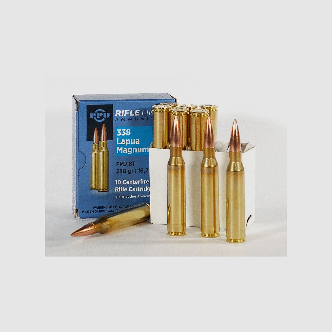 PPU .338 Lapua Magnum, Volmantel FMJ 250 grs 1 Verpakking (10 Schoten à 3,995 €*)