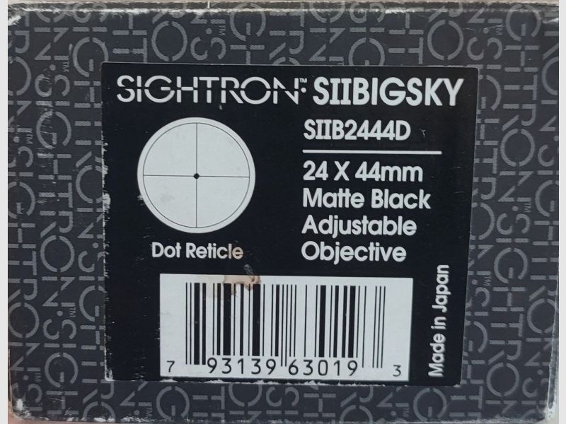 Sightron SII Big Sky 24x44 Benchrest Zielfernrohr. 25,4 mm Mittelrohrdurchmesser 1/8 Klicks 