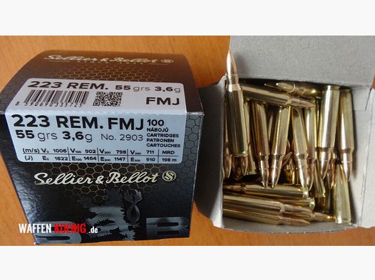 Sellier & Bellot 50 pieces cartridges .223 Rem. Full metal jacket - Sellier & Bellot