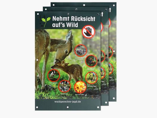 Hinweisschild "Nehmt Rücksicht auf's Wild" – 3er-Pack