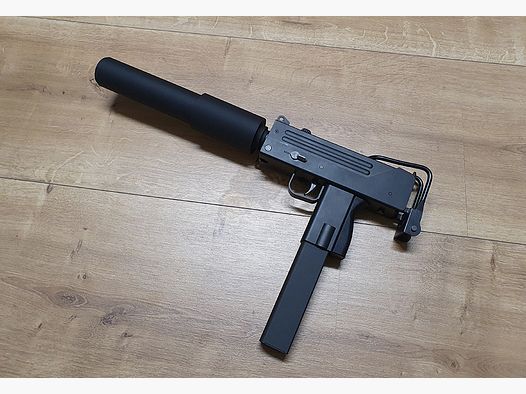 MAC-10 Sub Machine Gun mit Silencer max 0.5 Joule 6mm BB schwarz - Tokyo Marui