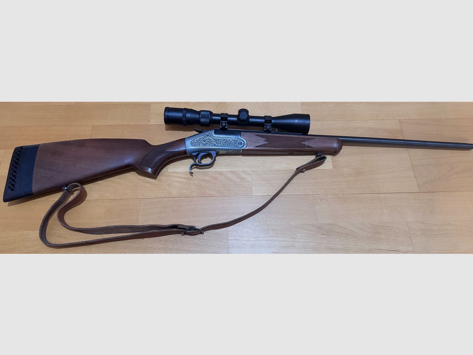 Break-action rifle Rhöner Sportwaffen Weisbach in caliber .22 Hornet with scope Prinzess 3-9x