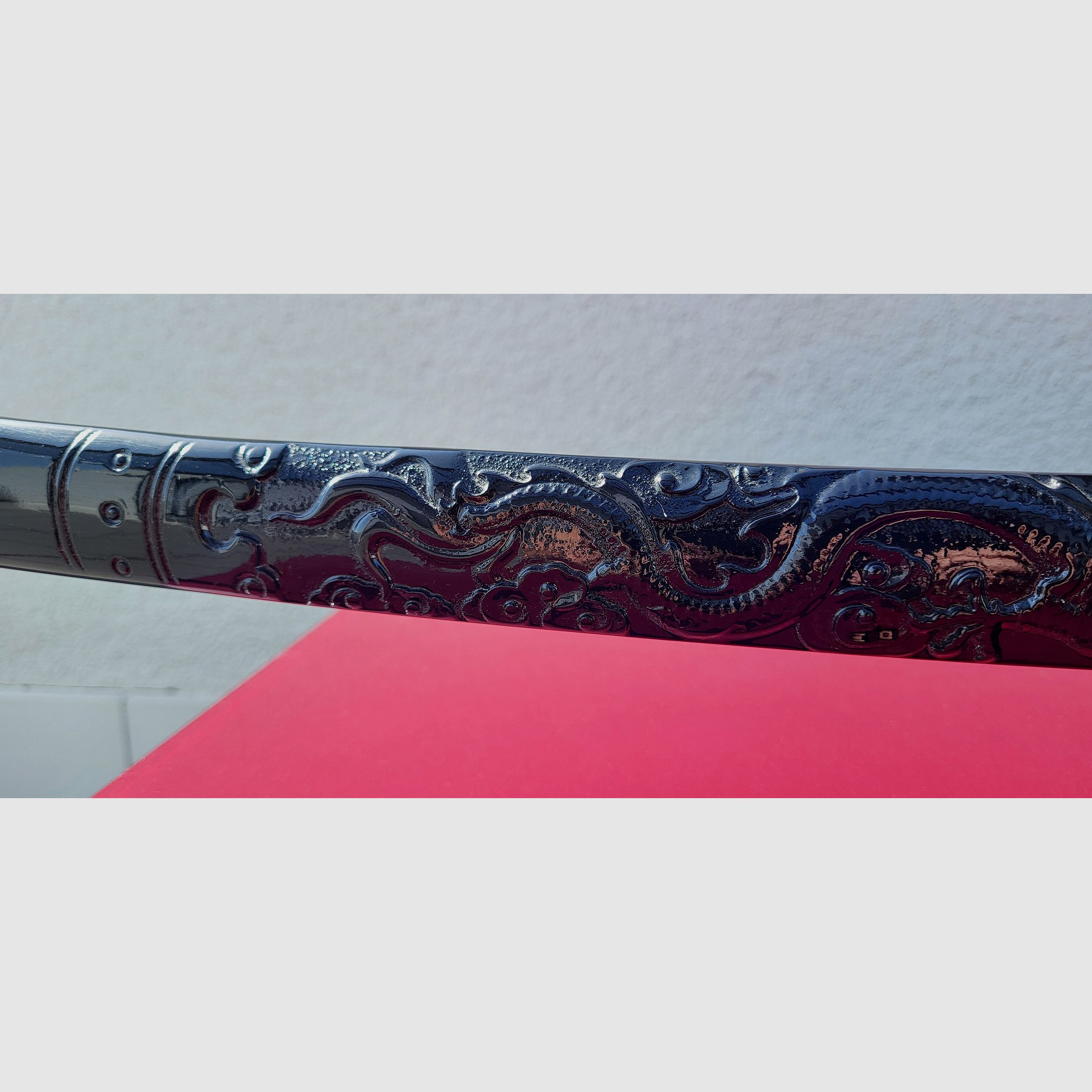 Katana Toshiro Tenryu, schwarz, mit eingraviertem Drachen auf Saya