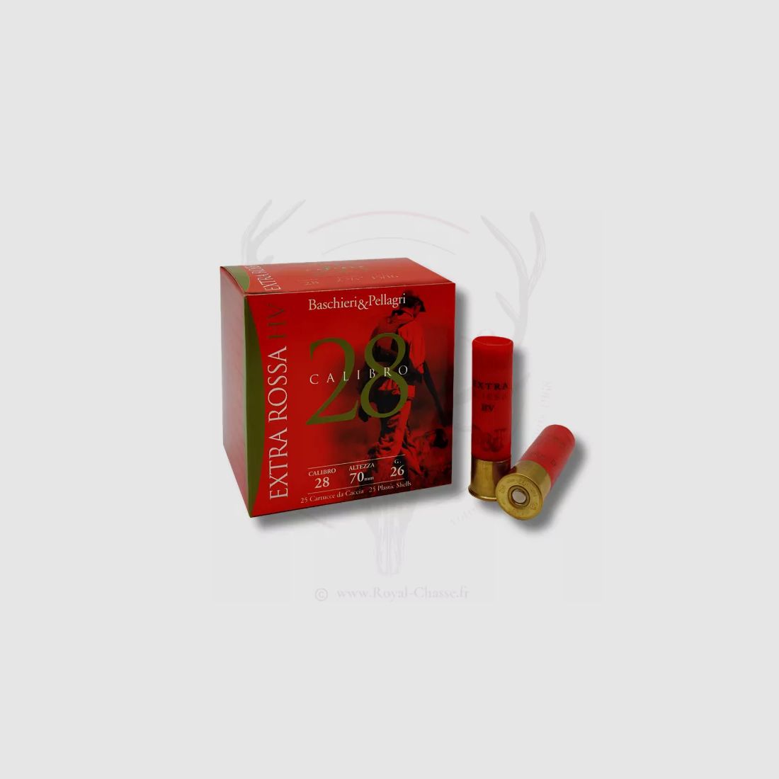 25 cartucce EXTRA ROSSA 28 HV CAL.28 26G BJ B&P