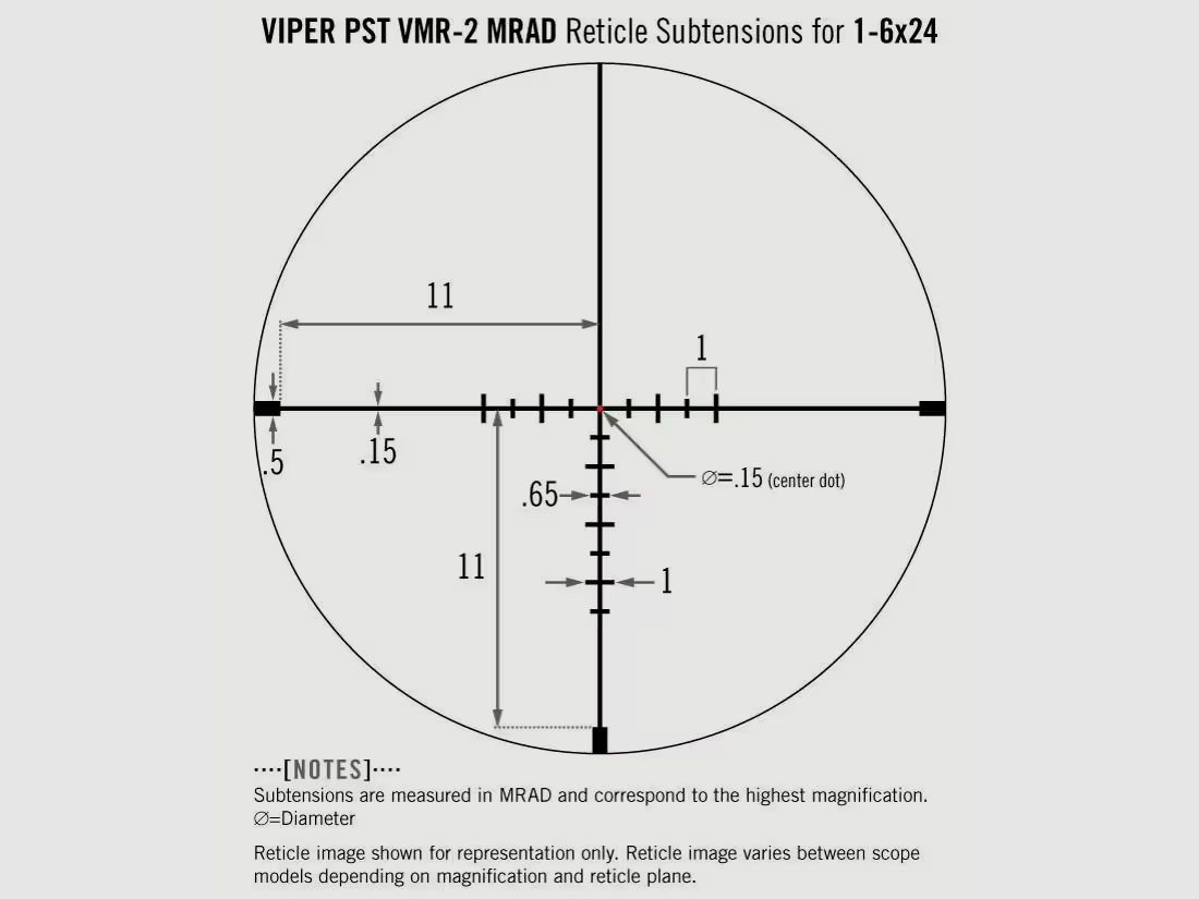 Zielfernrohr  VORTEX  Viper PST Gen II 1-6x24 SFP mit VMR-2 MRAD Leuchtabsehen