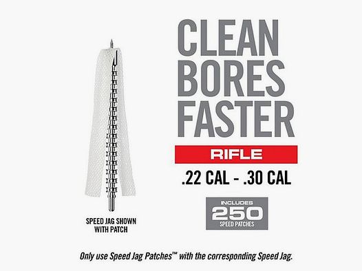 Real Avid Bore-Max Speed Jag & Patch Pack de Recharge, 8 Pouces, 250 Pièces